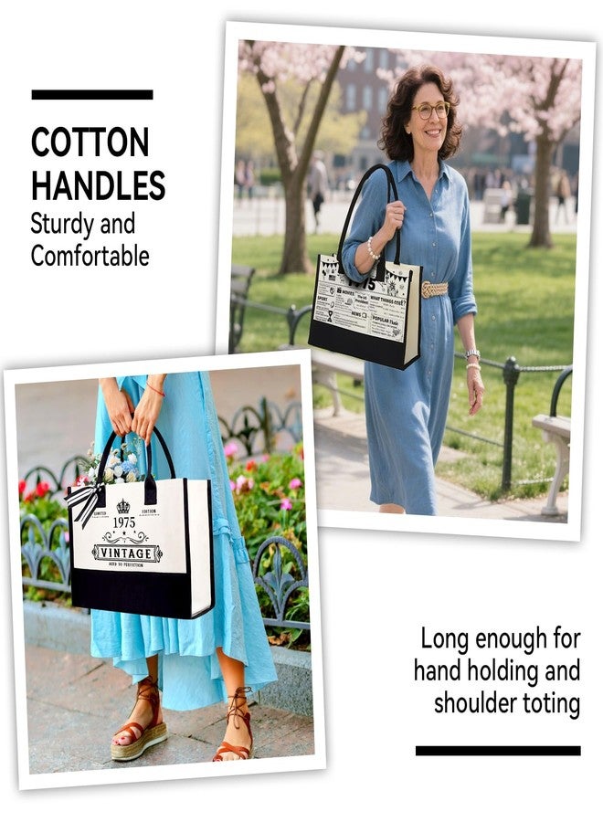 TrophyToast 50th Birthday Gifts for Women Her- 4 pcs, Turning 50 Year Old Gifts, Decorations Canvas Beach Tote Bag & Makeup Bag, Unique Happy 50th Birthday gifts for Her Mom Wife Friends - Image 5